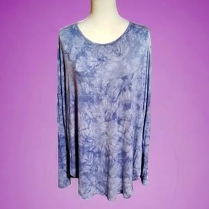 Women's Soft Long Sleeve Light Purple Tie-Die Size 4XL